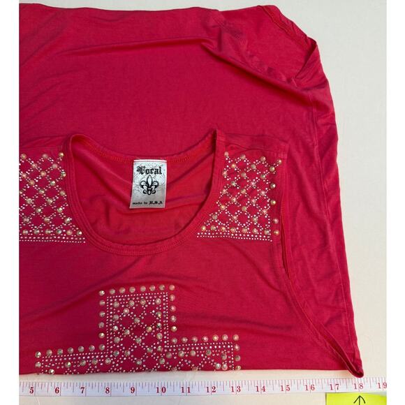 Vocal USA Cross Tank Top Small | Western Boho Rocker Studded Graphic Made in USA - Picture 6 of 8